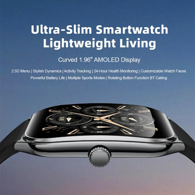 2025 Новые 7,5 мм Ультратонкие Смарт-часы Мужские 1,96" AMOLED-экран Всегда Показывать Время Пульс Спорт Водонепроницаемые BT Звонок Смарт-часы