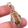 Natural Maryam Jasper 925 Solid Sterling Silver Gift TwoTone Pendant 1.75" T8E74