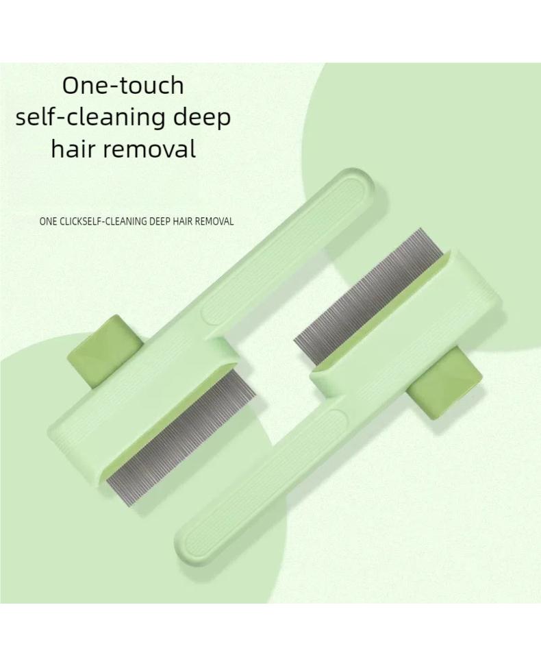 Pet Hair Removal Comb Flea Comb,New One-Click Self-Cleaning Pet Removal Combs for Short&Long Hair Cat Dog Comb for Grooming Mass