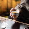 Керамическая чашка для дегустации чая Гуаньлань, ручная роспись - Дизайн Кокучи подглазурью, Высокоподставленная чашка хозяина для набора Кунг-фу