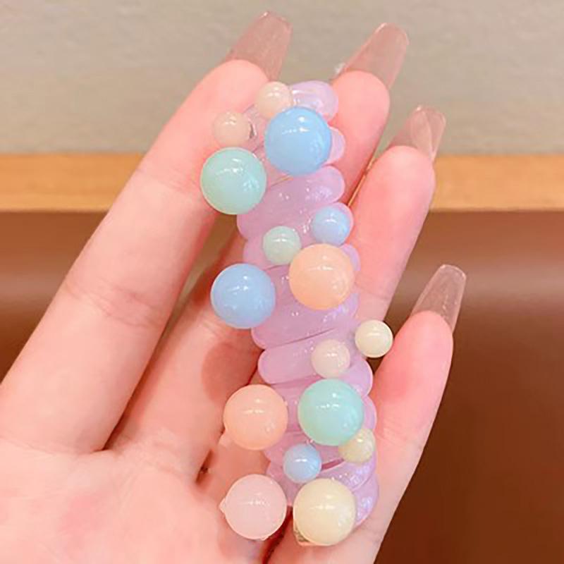 Жемчужная петля для волос, Повязка на голову высокой эластичности, Артефакт для плетения высокого конского хвоста, Телефонный кабель, Высококачественный аксессуар для головного убора.