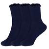 Women’s Ruffle-Trim Ankle Socks, Navy Blue 3PCS