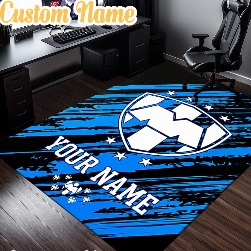 Custom Name Monterrey Team Spirit In Action Rug, Office Rug, Chair Rug, Carpet for Living Rooms, Doormat Game Rug Home Decor Christmas Gifts