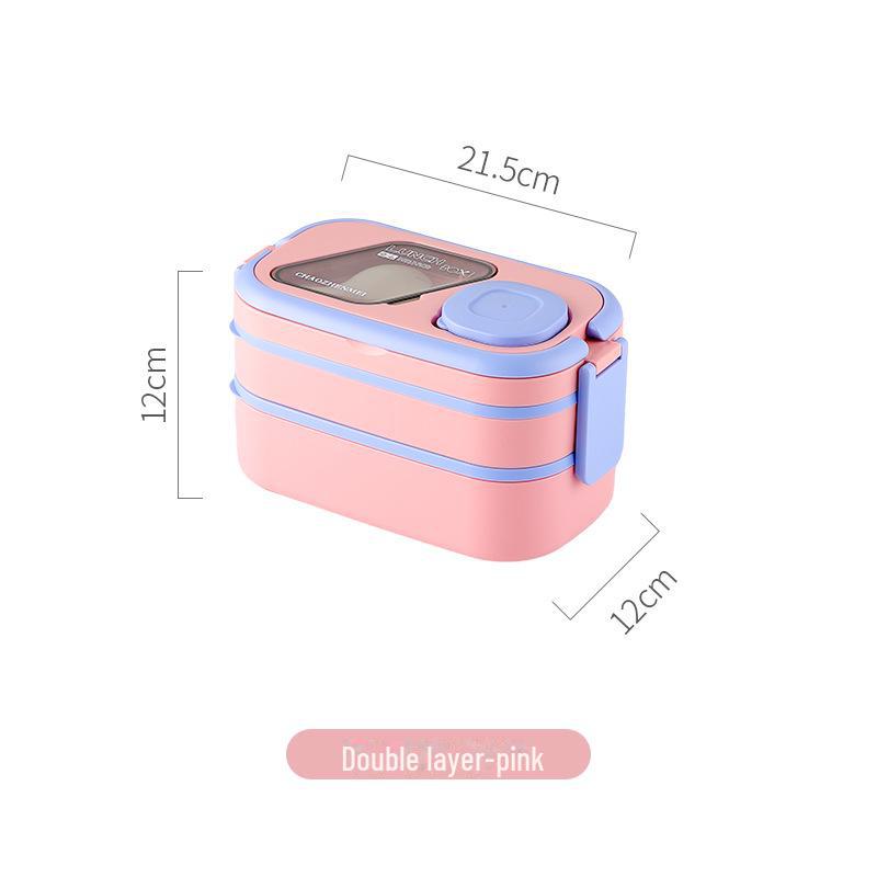 Многослойный герметичный ланч-бокс со столовыми приборами для школьников, пригодный для использования в микроволновой печи