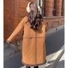 Korean Style Winter Lamb Fur Loose Coat for Women Thick Warm Long  Fleece Lined Jacket