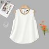 Summer Women Sleeveless Beading Patchwork Casual Tank Tops