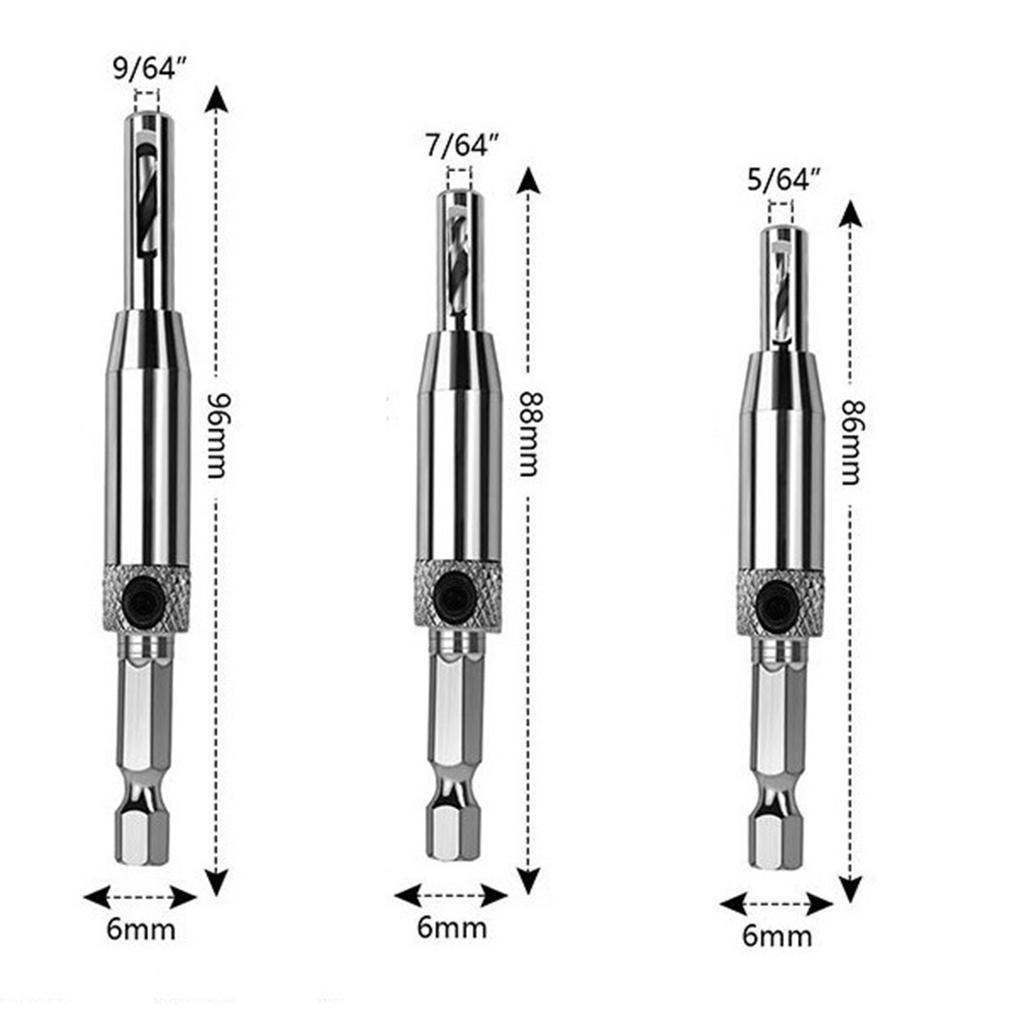 Набор из 3 сверл для дверных петель, деревообрабатывающий инструмент для открывания отверстий под дверные петли, сверло с шестигранным хвостовиком 1/4