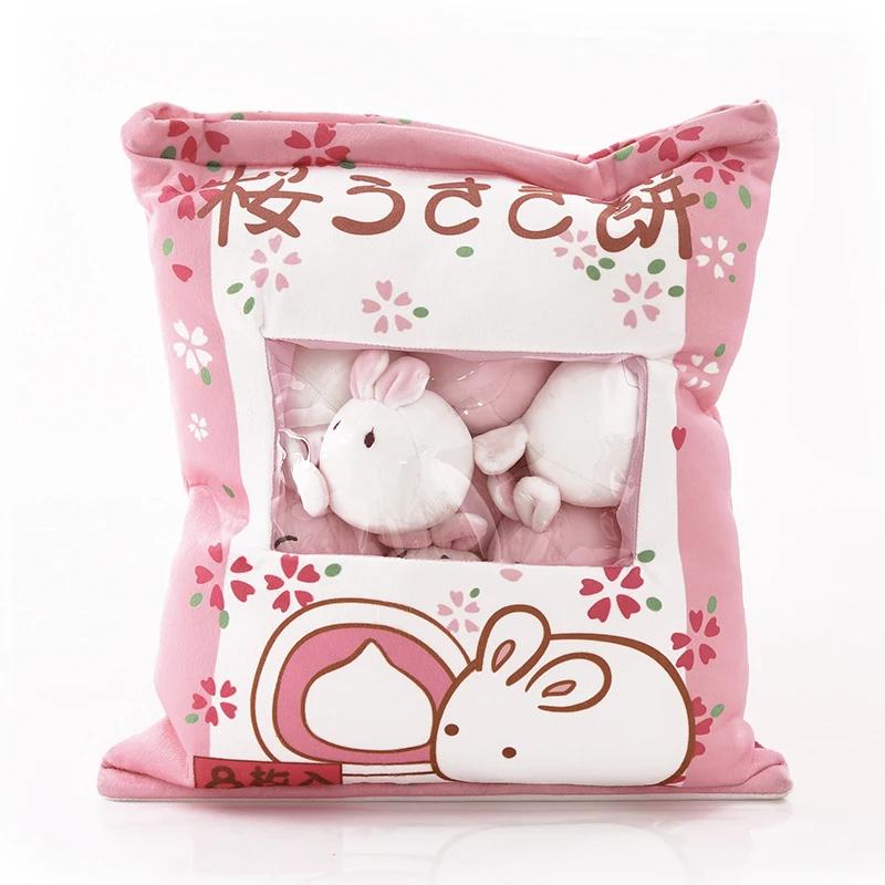 A Large Bag of Cat Rabbit and Pig Snacks Throw Pillows Plush Toys Doll Soft Stuffed Animal Gifts for Kids and Girls