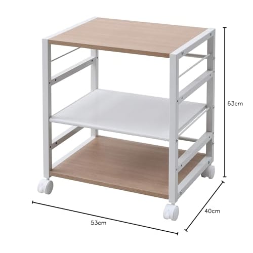 YAMAZEN NNGS-3R(WN/IV) Wood/Walnut Side Wagon, 53 X 40 X 63 Cm, with Casters, 30 Kg Weight Capacity