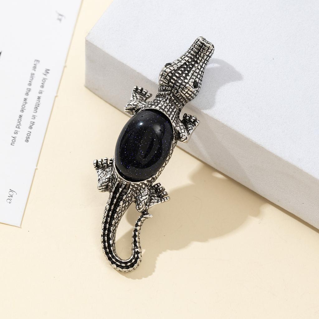 Брошь из натурального камня в форме ракушки, брошь в форме крокодила для элегантного официального пальто, ювелирный аксессуар 68x22 мм