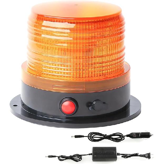 BooYu 2-Pcs Battery Operated Amber Warning Beacon Light W/Magnetic Base, Portable Rechargeable Mini Roadside Roof Top Plow LED Strobe Emergency Flash