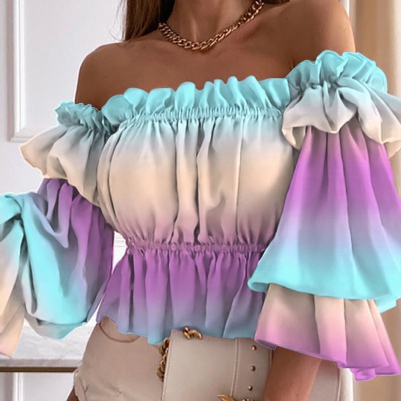 YYFS Женские модные повседневные летние блузки и рубашки на одно плечо