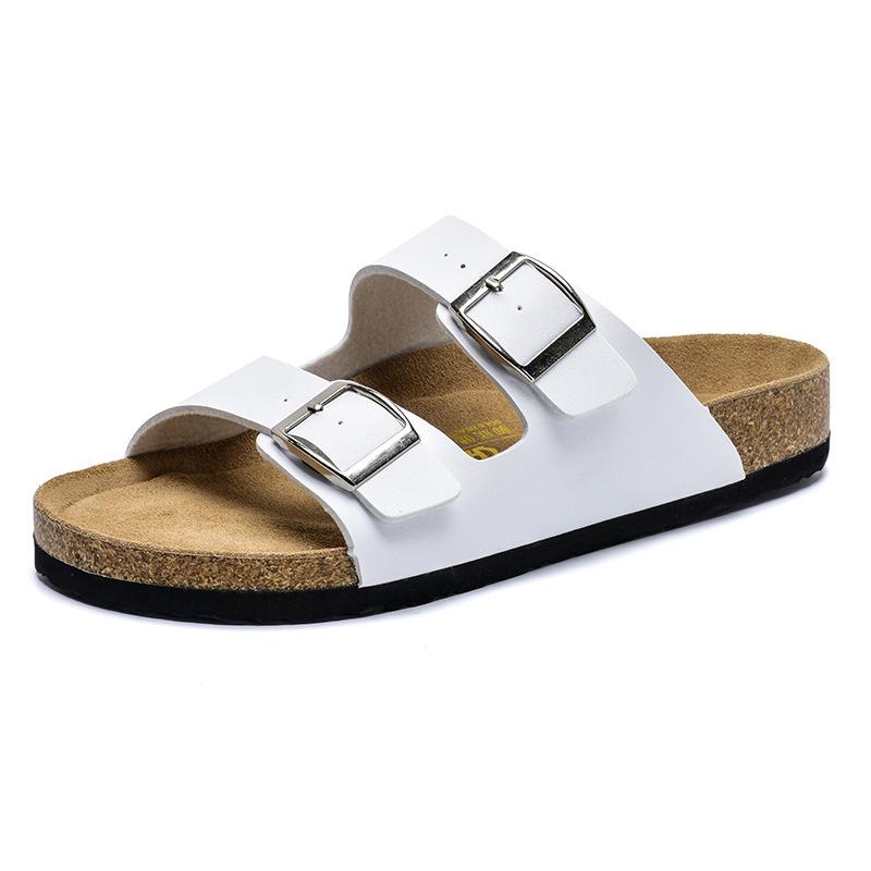 Slippers 2025 Summer Fashion Flip-flops Couple Drag Cork Outdoor Shoes Flat Double Buckle Beach Sandals