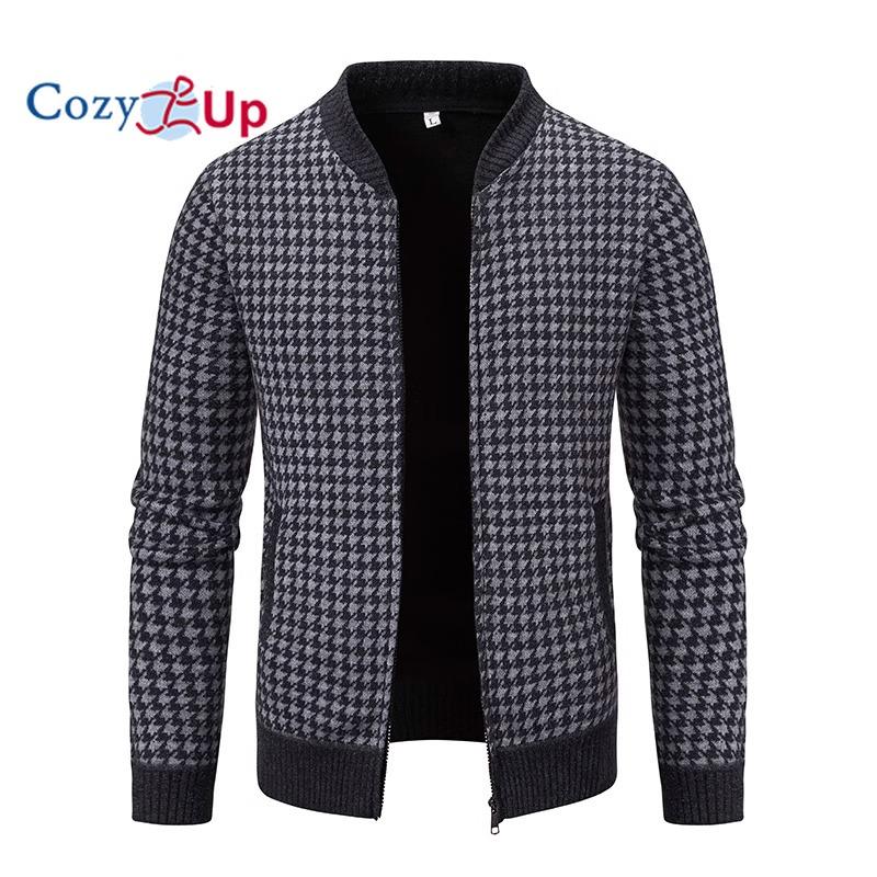 Cozy Up Клетчатый свитер с длинным рукавом вязаный повседневный деловой утепленный теплый пальто куртка