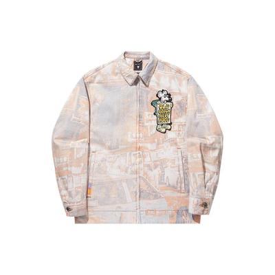 Li Ning X Steven Harrington винтажный принт с надписью на молнии воротник длинный рукав хлопковая куртка мужская куртка белый деним ASMT003-2