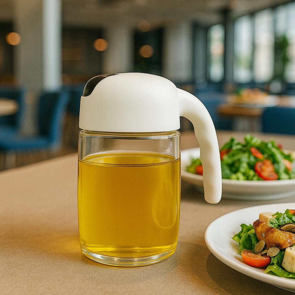 Glass oil dispenser 300 ml with handle - olive oil vinegar sauce oil spices