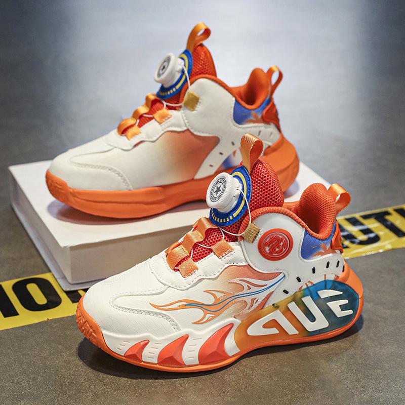 Зимняя новинка 2025 года, детские хлопковые туфли, бархатные теплые и холодостойкие баскетбольные кроссовки для мальчиков и девочек, спортивная обувь для студентов с вращающейся пряжкой