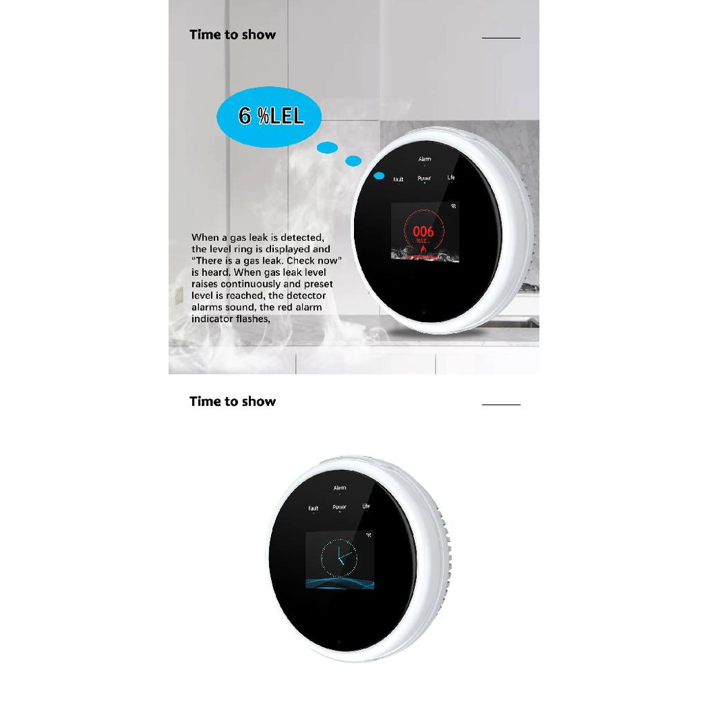 Tuya WiFi Gas Detector Home LPG Natural Gas Leak Alarm LED Display Leakage Sensor Smart Life APP Control