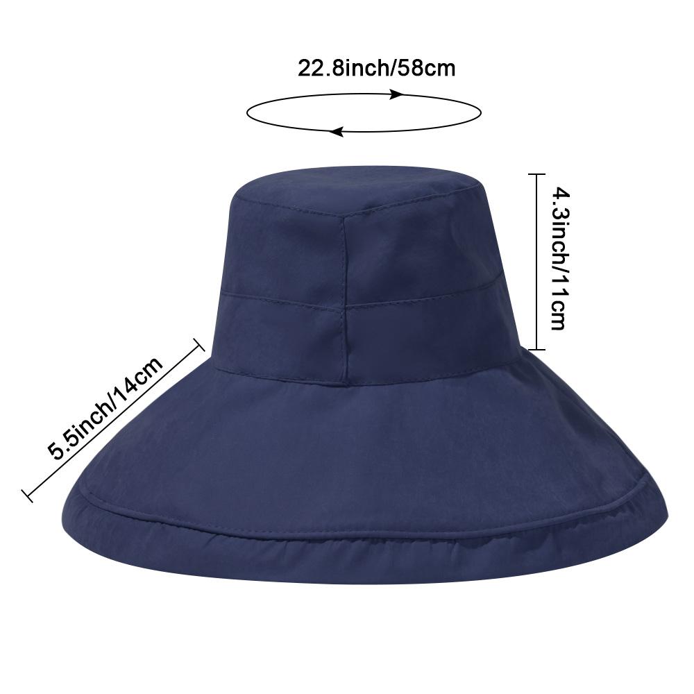 Portable Women With Windproof Rope Wide Brim Big Visors Bucket Hat Beach Cap Sun Hat Fisherman Cap
