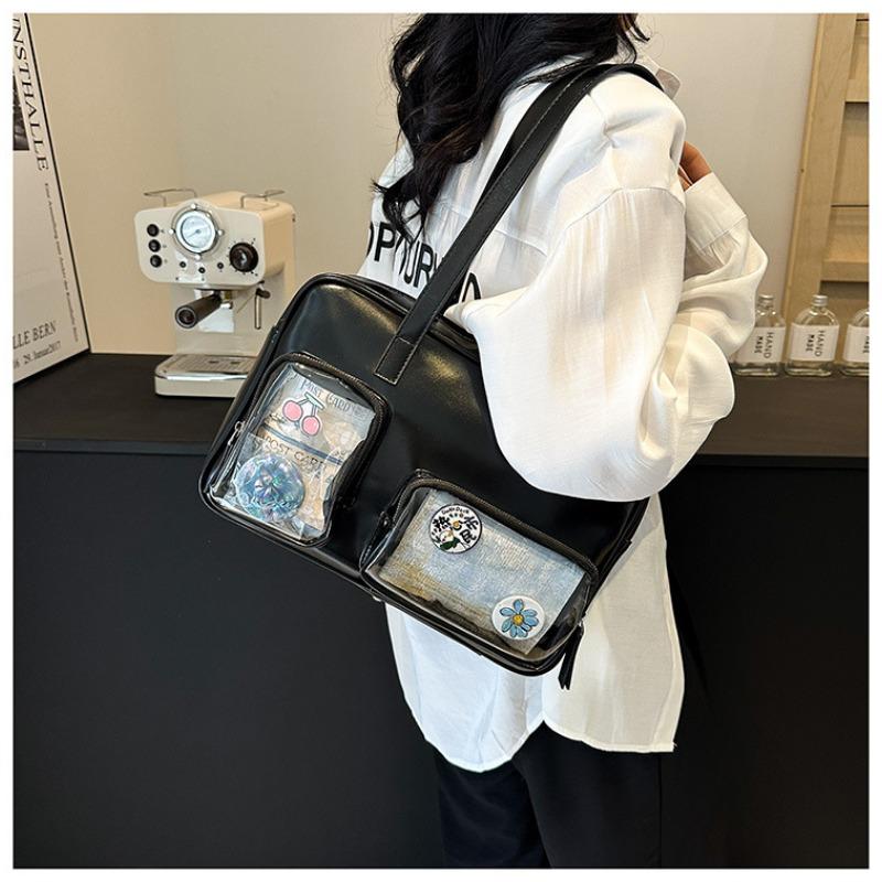 Прозрачная женская сумка из ПВХ, японский кампусный стиль, свежий и сладкий значок, новая модная сумка через плечо для известного в Интернете студента, сумочка