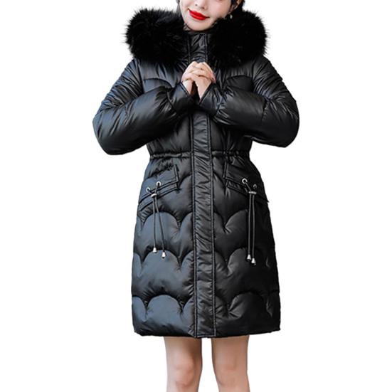 Женское зимнее хлопковое пальто с утолщенным мягким капюшоном из искусственного меха, гладкое, облегающее, с сохранением тепла, ветрозащитное, средней длины с капюшоном, с длинным рукавом, на молнии