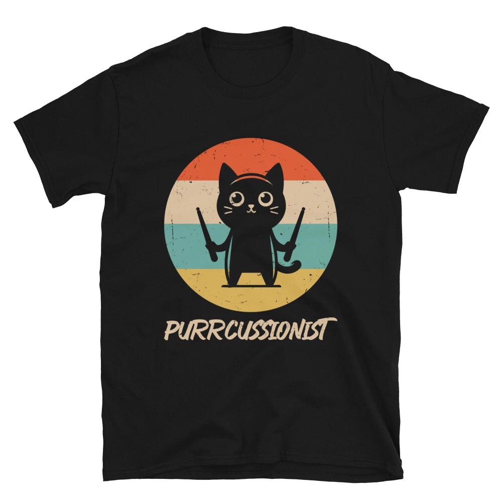 Funny Purrcussionist Cat Tee, Percussion Drummer Skills Drumming Unisex T- Shirt