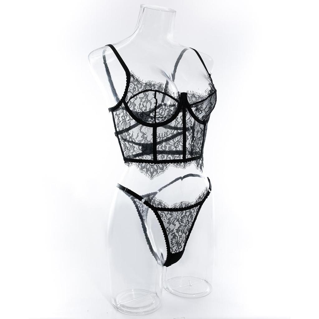 Temptation Lace Eyelash Fishbone Lingerie Set for Women