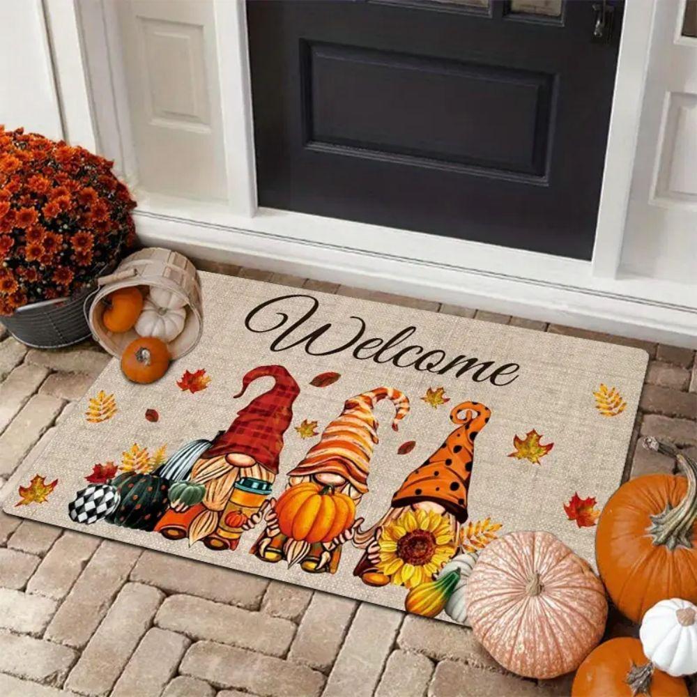 Коврик входной осенний на День Благодарения - Впитывающий коврик для ванной, Легкий в уходе ковер для украшения дома