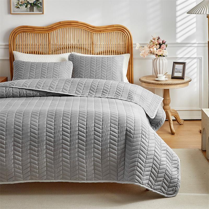 3pcs Set Quilted Bedspread, Solid Color Soft Breathable Bedsheet, 230*230cm+2pcs Pillowcase 51*66cm