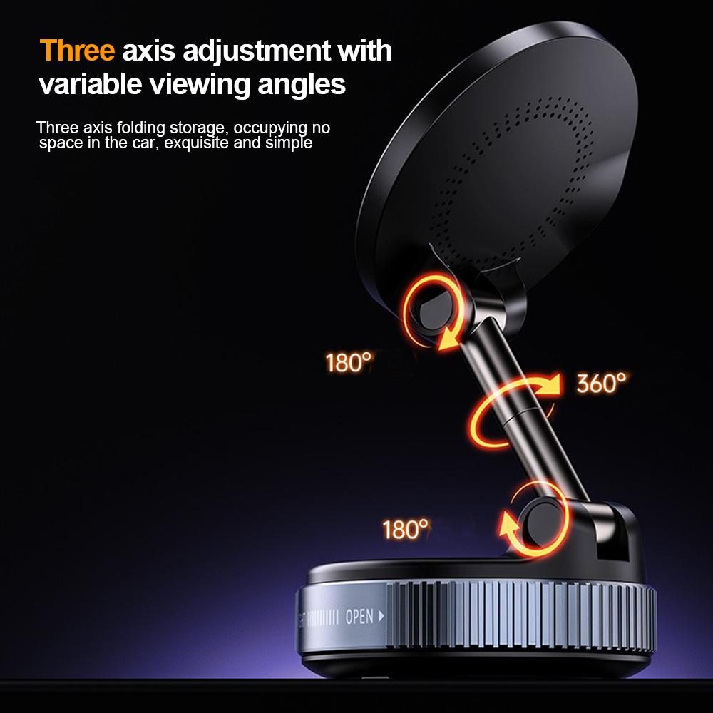 15W Wireless Charger Magnetic Car Phone Holder 360° Rotation Foldable Suction Cup Stand Call Navigation Phone Bracket