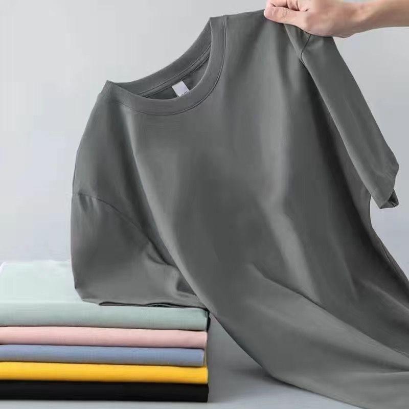 Мужская универсальная футболка с коротким рукавом и круглым вырезом - Однотонная, большого размера, модный топ на лето