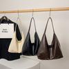 Large Capacity Solid Color Texture New Casual Trend Simple Retro Fashion Shoulder Tote Handbag