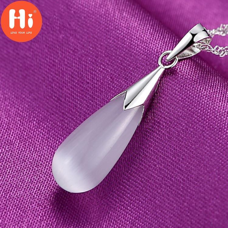 Ожерелье с подвеской из белого и розового лунного камня, опаловое ожерелье-капля