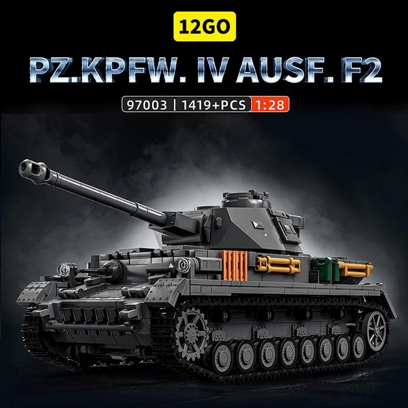 Military Technicial Pzkpfw Iv Ausf. F2 Panzer Building Blocks Ww2 Heavy Tank 4 Figures Brick Model Kit Adults Kids Gifts 1419Pcs