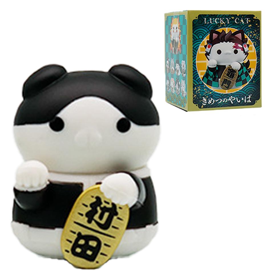1-8PCS Anime Figure Demon Slayer Figures Doll Lucky Cat Series Blind Box Mini Figurine Warrior Action Figure Model Toy Gifts