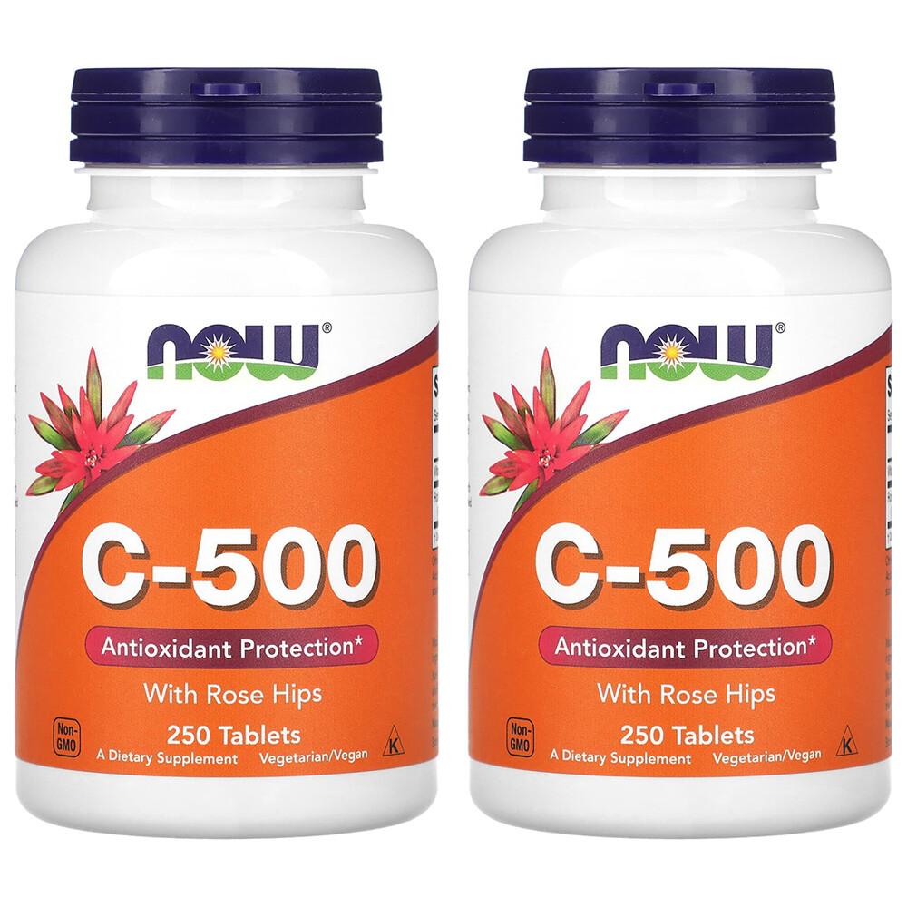 Now Foods C-500 with Rose Hips, 50 Tablets, Pack of 2