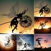 Fairy Dandelion Garden Stake Iron Art Fairy Dancing with Dandelion Sculpture Outdoor