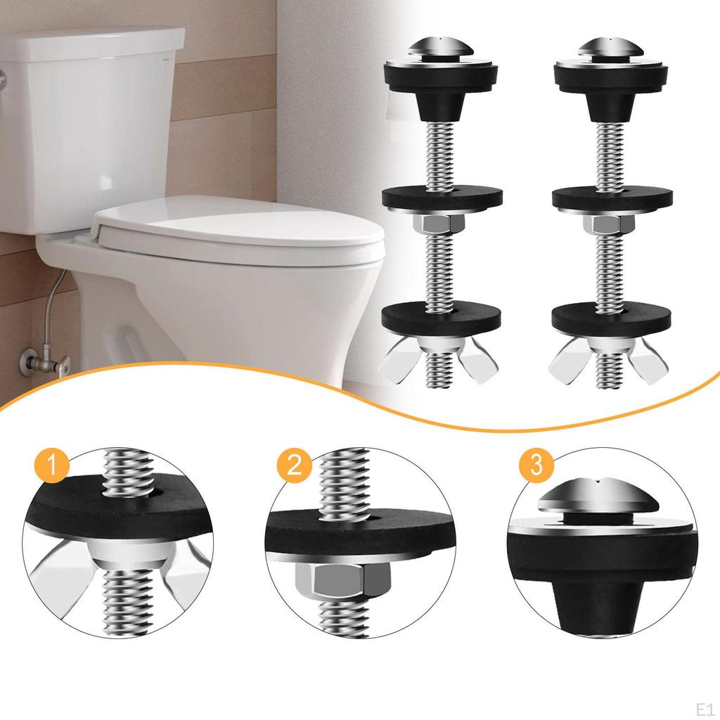 2 шт. Винт бачка унитаза Длинная гайка Легко установить Заменяет резиновые шайбы Болты для