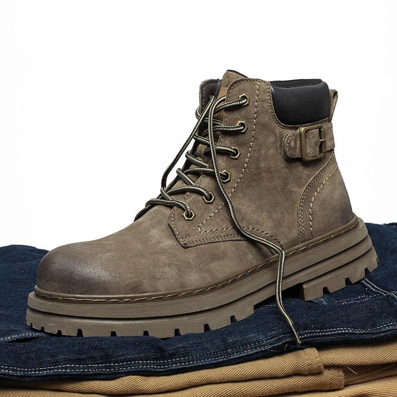 Platform Lace-Up Shoes for Men Casual High Top Boots Sneakers New Arrival Men's Boots Fashion All-match Motorcycle Ankle Boot