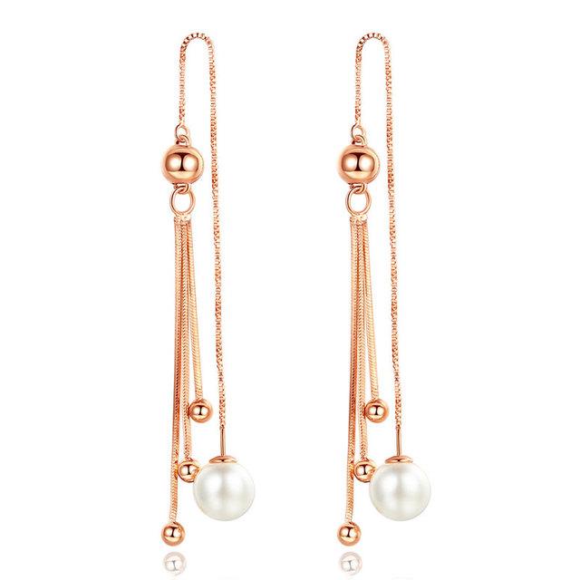 ANENJERY Элегантные жемчужные серьги неправильной формы с кисточками и цепочкой для ушей серебряного цвета, длинные серьги для женщин oorbellen