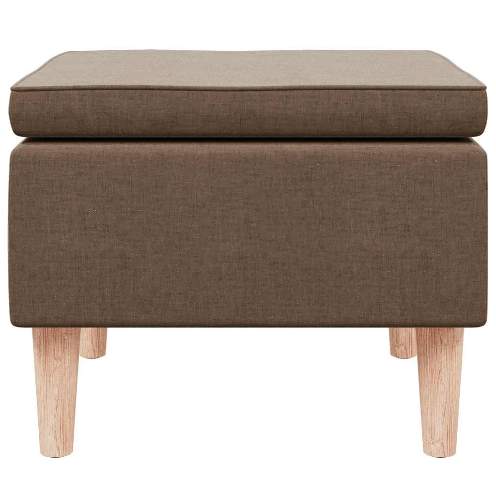 Footstool with Wooden Legs Brown Fabric