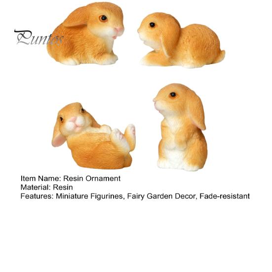 4 шт. Мини-статуэтки кроликов, миниатюрные фигурки кроликов из смолы, пасхальный декор, скульптуры кроликов для поделок своими руками, сад фей, весенний декор стола