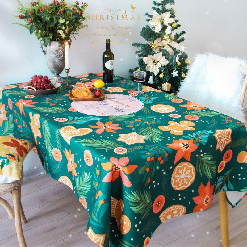 Рождественская скатерть водонепроницаемая, с защитой от ожогов и масла, скатерть, не требующая стирки, коврик для стола, коврик для журнального столика, скатерть
