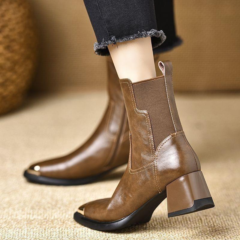 Fashion Soft Women's Ankle Boots Warm Autumn Winter Square Toe Female Short Shoes Fashion 2025 Boot New Rock Pu Hot Footwear In Booties