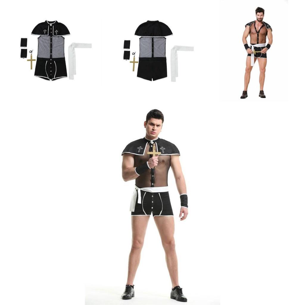 Stylish And Sensual Priest Roleplay Costume For Men 2023 New Arrival