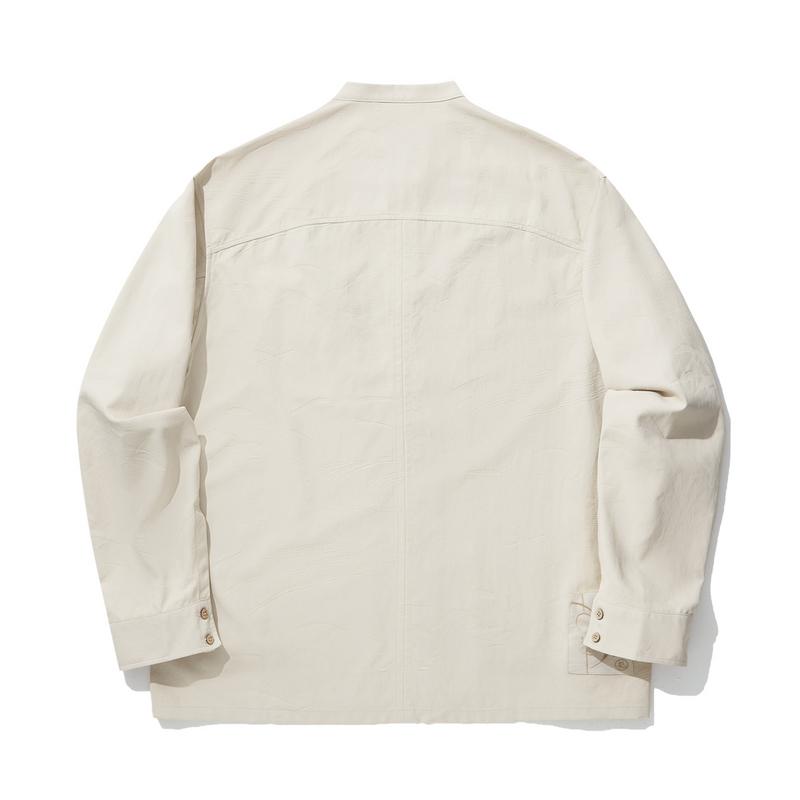 Коллаборация Li Ning X Джеки Чан Серия Кунг-фу Однотонная Однобортная Рубашка с Воротником-стойкой, Удобная Дышащая Рубашка с Длинным Рукавом ASHU507-1