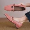 Soft leather version Xiaoxiangfeng shallow mouth single shoes women's 2025 spring new Mary Jane square head low heel with skirt small leather shoes