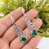 Green Emerald Jewelry Silver Earrings, Handmade Silver Earrings, 925 Solid Sterling Silver Earrings, Bohemian Emerald Gemstone Jewelry For Women