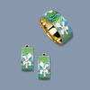 New Enamel Jewelry Set Ethnic Flower Elegant Retro Garden Flower Ring Earrings