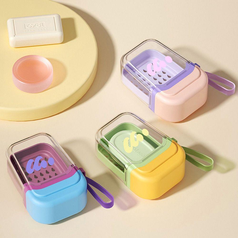 Мультяшная мыльница Dopamine, портативная герметичная пластиковая мыльница, прозрачная герметичная крышка, контейнер для мыла, для активного отдыха на свежем воздухе